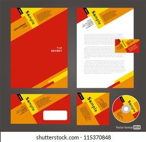 Professional corporate identity red yellow brown white color Business style