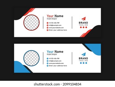 Professional Corporate Industry Email Signature Template Design. With Two Types Of Different Designs And Vector illustrations. And Two Colors Variations