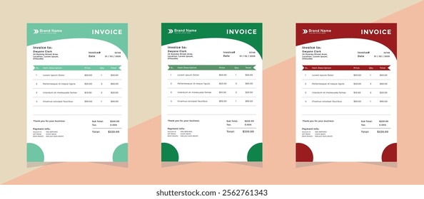 Professional Corporate Invoice Template or Receipt Design Premium