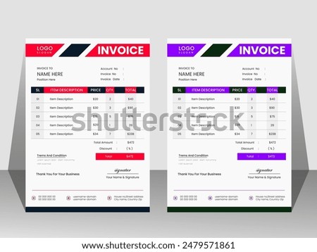 Professional Corporate Invoice Template, Sophisticated Business Invoice Layout