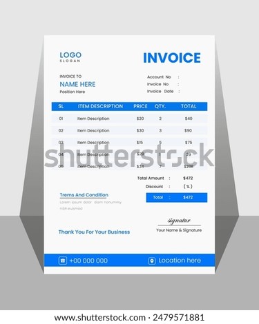 Professional Corporate Invoice Template, Sophisticated Business Invoice Layout