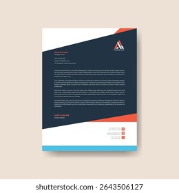 Professional Corporate Letterhead Design – A4 Size, Fully Customizable Vector Template