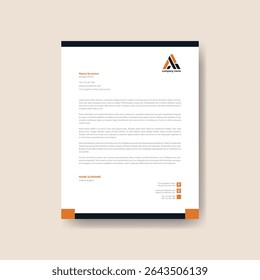 Professional Corporate Letterhead Design – A4 Size, Fully Customizable Vector Template