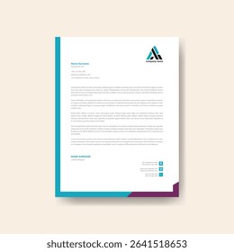 Professional Corporate Letterhead Design Template with Modern Layout
