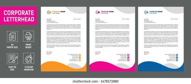 
Professional corporate letterhead template vector graphic