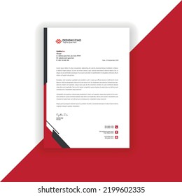 Professional corporate letterhead templates - clean creative modern vector corporate letterhead red template 