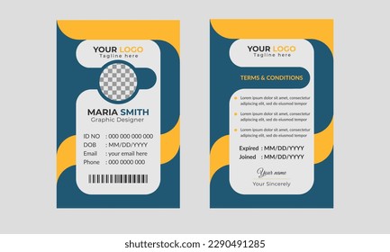 Professional Corporate  Modern abstract Id Card design template Vector for Employee. Creative business employee Identity Card template.