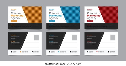 Plantilla de vectores de diseño profesional de postales corporativos, diseño moderno de postales para empresas, plantilla de postales vectoriales para multiusos, tarjeta postal vectorial con elemento creativo