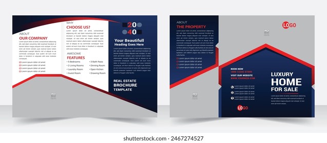Professional Corporate real estate, house selling layout for business trifold brochure. creative three fold, tri-fold trend design