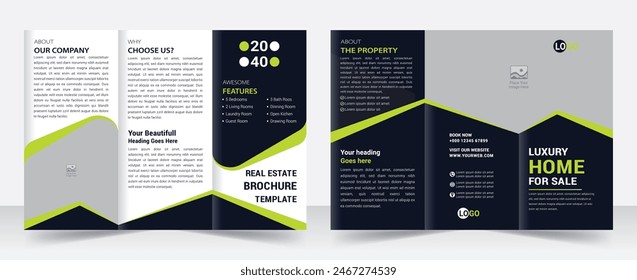 Professional Corporate real estate, house selling layout for business trifold brochure. creative three fold, tri-fold trend design