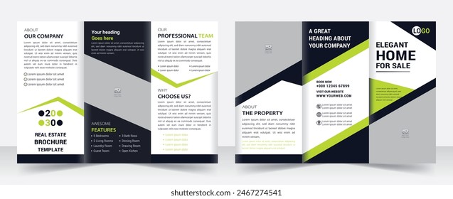 Professional Corporate real estate, house selling layout for business trifold brochure. creative three fold, tri-fold trend design