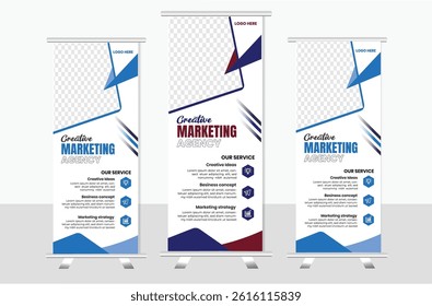 Professional corporate roll-up banner template for business promotion, events, and marketing displays. Clean, modern, and fully editable design
