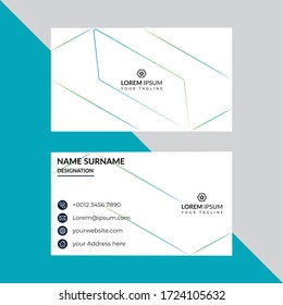 Professional Corporate visiting card Template Front and back view of White and Blue Business card with abstract design.