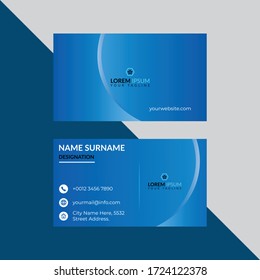 Professional Corporate visiting card Template Front and back view of White and Blue Business card with abstract design.