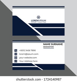 Professional Corporate visiting card Template Front and back view of White and Blue Business card with abstract design.