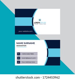 Professional Corporate visiting card Template Front and back view of White and Blue Business card with abstract design.