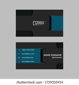Professional Corporate visiting card Template Front and back view of Black and Blue Business card with abstract design.
