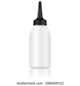 Professional cosmetics Bottle mock up for developer cream, gel, liquid. Realistic vector illustration. Jar with drop dispenser.
