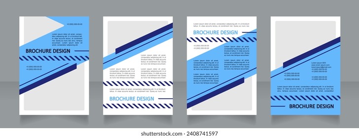 Professional course blue and white blank brochure design. Template set with copy space for text. Premade corporate reports collection. Editable 4 paper pages. Calibri, Arial fonts used