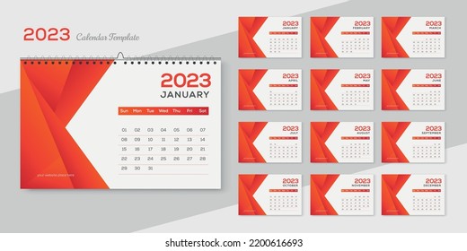 Plantilla de diseño del calendario del escritorio 2023 para creativo profesional abstracto moderno