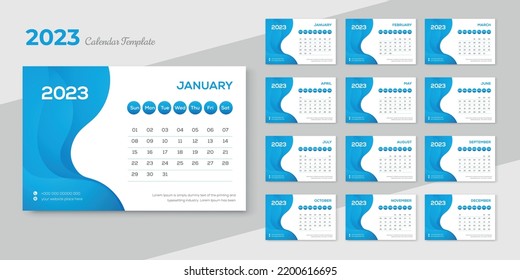 Professional creative abstract modern 2023 desk calendar design template