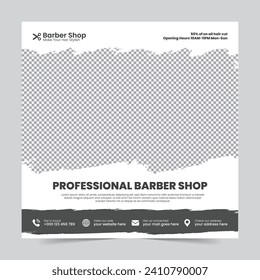 Professional creative barbershop social media design template Beauty hair cutting and spa post Editable promotion banner poster template