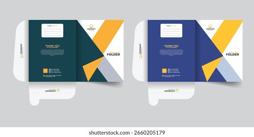 Carpetas de presentación de Profesional y negocios creativos. Diseño moderno de Plantilla de carpetas corporativas. Casos de archivo únicos para uso inmobiliario y de oficina.
