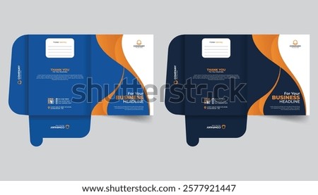 Professional creative corporate presentation document folders or stationery template. Abstract annual report cover or Modern presentation folder template design. Unique real estate File Cases. 
