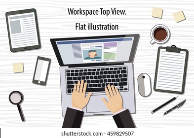 Professional creative graphic designer working at office desk, he is designing a vector illustration using a laptop art