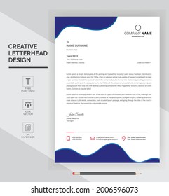 Professionelles kreatives Briefkopfdesign für Ihr Unternehmen. Vorlage für saubere und einfache Geschäftsbriefe