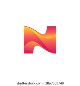 professional creative modern and colorful initial n letter simple logo design symbol