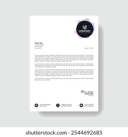 Professional And Creative Modern Corporate Business Letter Head Template.