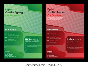 Professional creative red and gren corporate clean modern and simple business flyer design template set with best quality