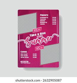 Profesional y diseño creativo del cartel del helado del restaurante