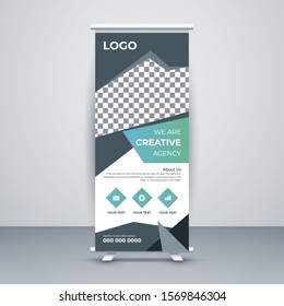 Professional creative roll up banner vertical template design, for brochure, business, flyer, infographic. modern x-banner and flag-banner advertising. vector illustration