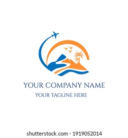 Professional creative travel agency logo design vector with birds and sun