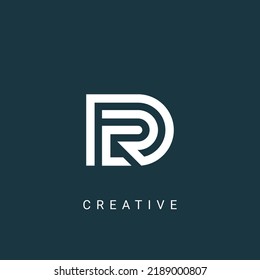 Profesional creativo y de moda, genial artista DR con el logotipo del icono del Alfabeto.