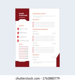 Professional Creative Vector minimalist cv / resume template. for profile display .