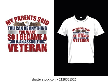 Diseño profesional y creativo de camisetas vectoriales veteranas 