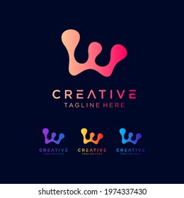 Professional and creative W letter logo set graphic design vector logo brand.