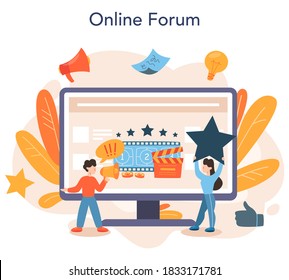 Professional Critic Online Service Or Platform. Journalist Making Review And Ranking Film And Literature. Online Forum. Flat Vector Illustration