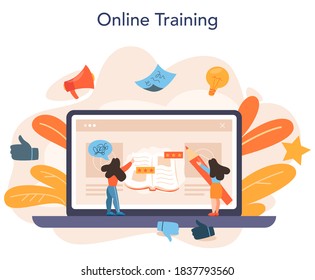 Professioneller kritischer Online-Service oder Plattform. Journalisten, die Rezension und Ranking Film und Literatur. Online-Schulung. Flache Vektorgrafik