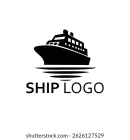logotipo de navio de cruzeiro profissional com silhueta preta