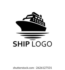 logotipo de navio de cruzeiro profissional com silhueta preta