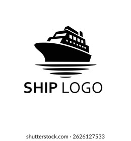 logotipo de navio de cruzeiro profissional com silhueta preta