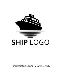 logotipo de navio de cruzeiro profissional com silhueta preta