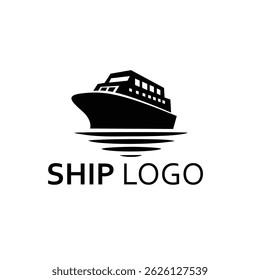 logotipo de navio de cruzeiro profissional com silhueta preta