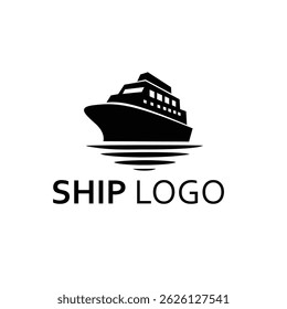 professional cruise ship logo with black silhouette