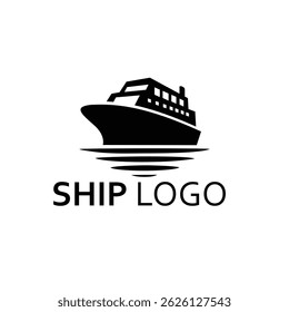 professional cruise ship logo with black silhouette