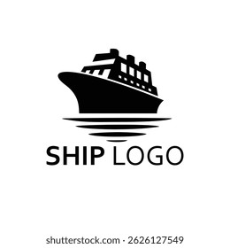 logotipo de navio de cruzeiro profissional com silhueta preta